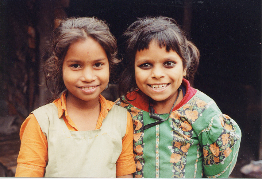 Two Young Girls Smiling, Southern Region / Nepal