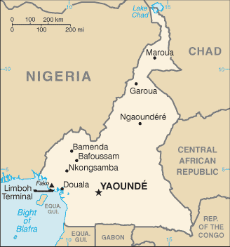 Cameroon map (World Factbook)