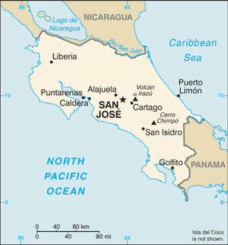 Costa Rica map (World Factbook)