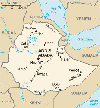 Ethiopia map (World Factbook)