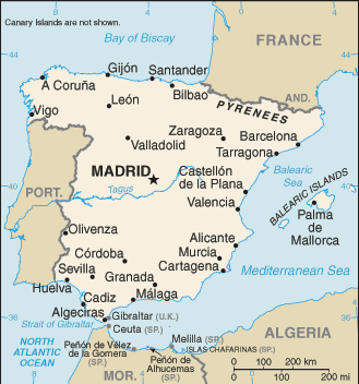 Spain map (World Factbook)