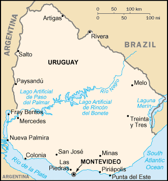 Uruguay map (World Factbook, modified)